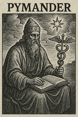 Pymander mit Buch und Catucaeus